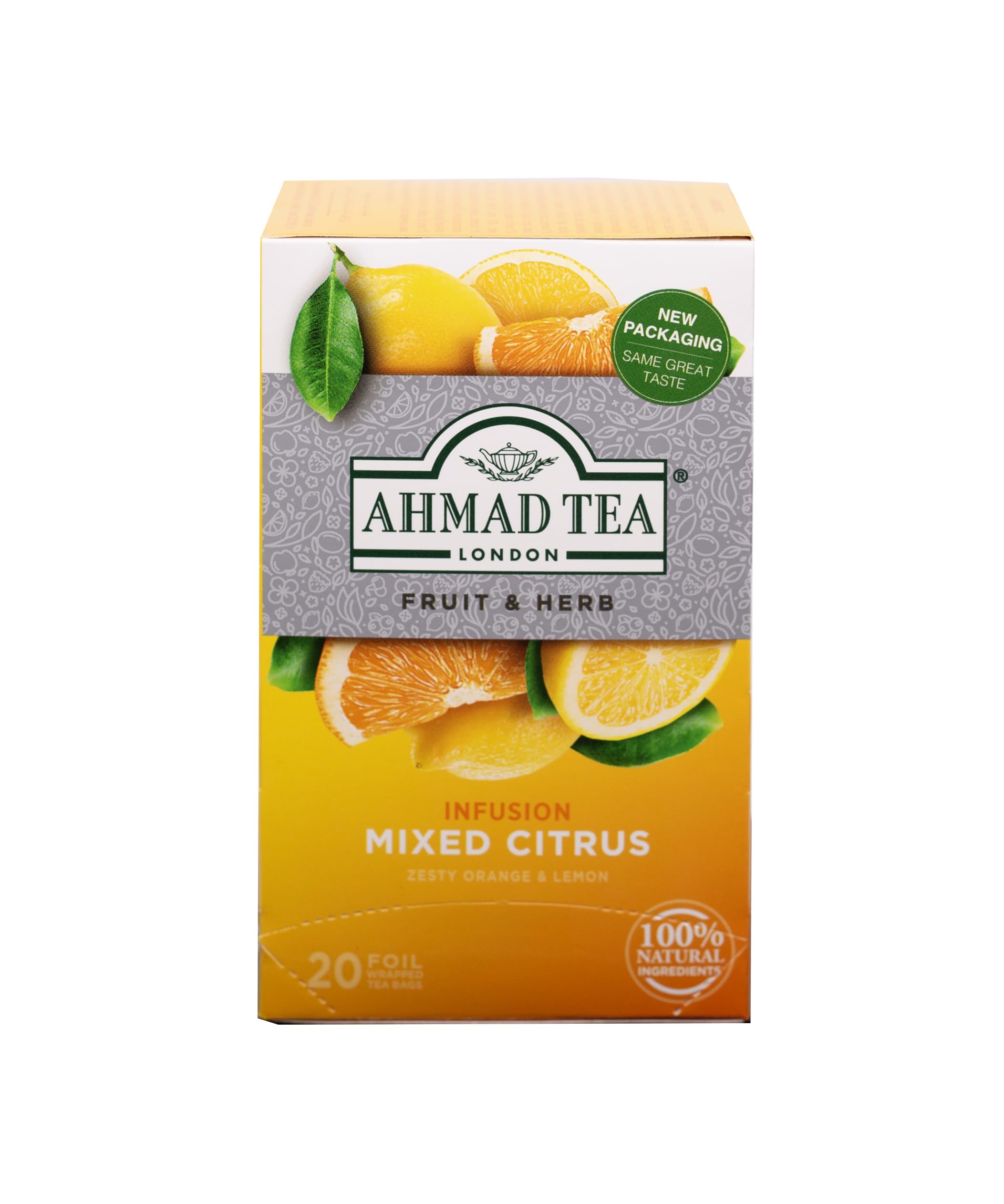 Ahmad Tea Mixed Citrus tea brew setup captures the hot cup ritual.