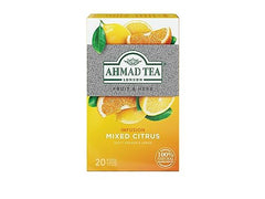 Ahmad Tea Mixed Citrus teabag label emphasizes natural ingredients.
