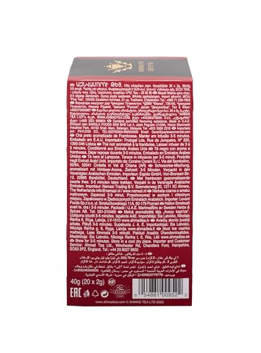 Ahmad Tea Raspberry Indulgence dried leaves dark tea blend with berry notes.