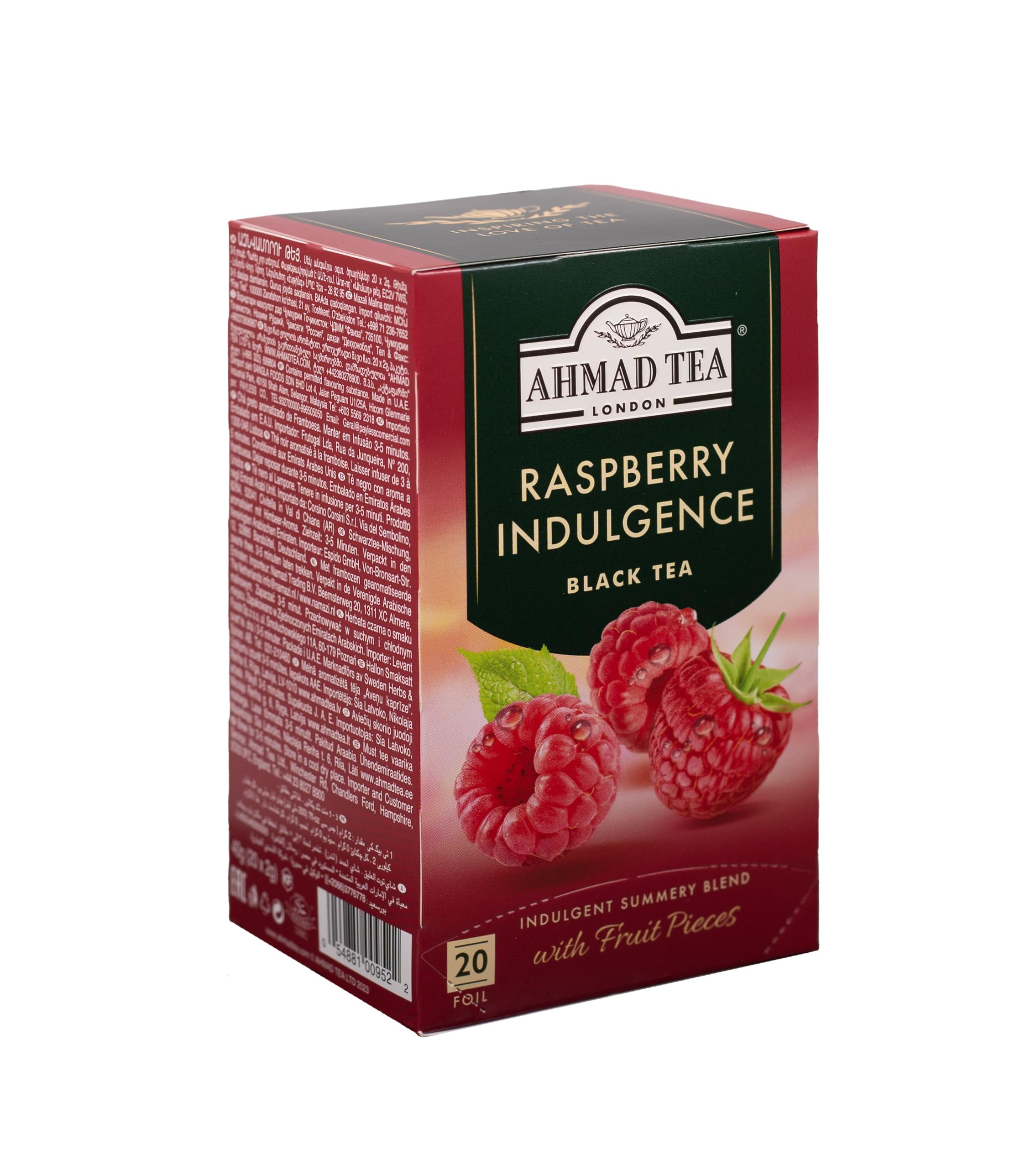 Ahmad Tea Raspberry Indulgence fragrant steam rising from cup.