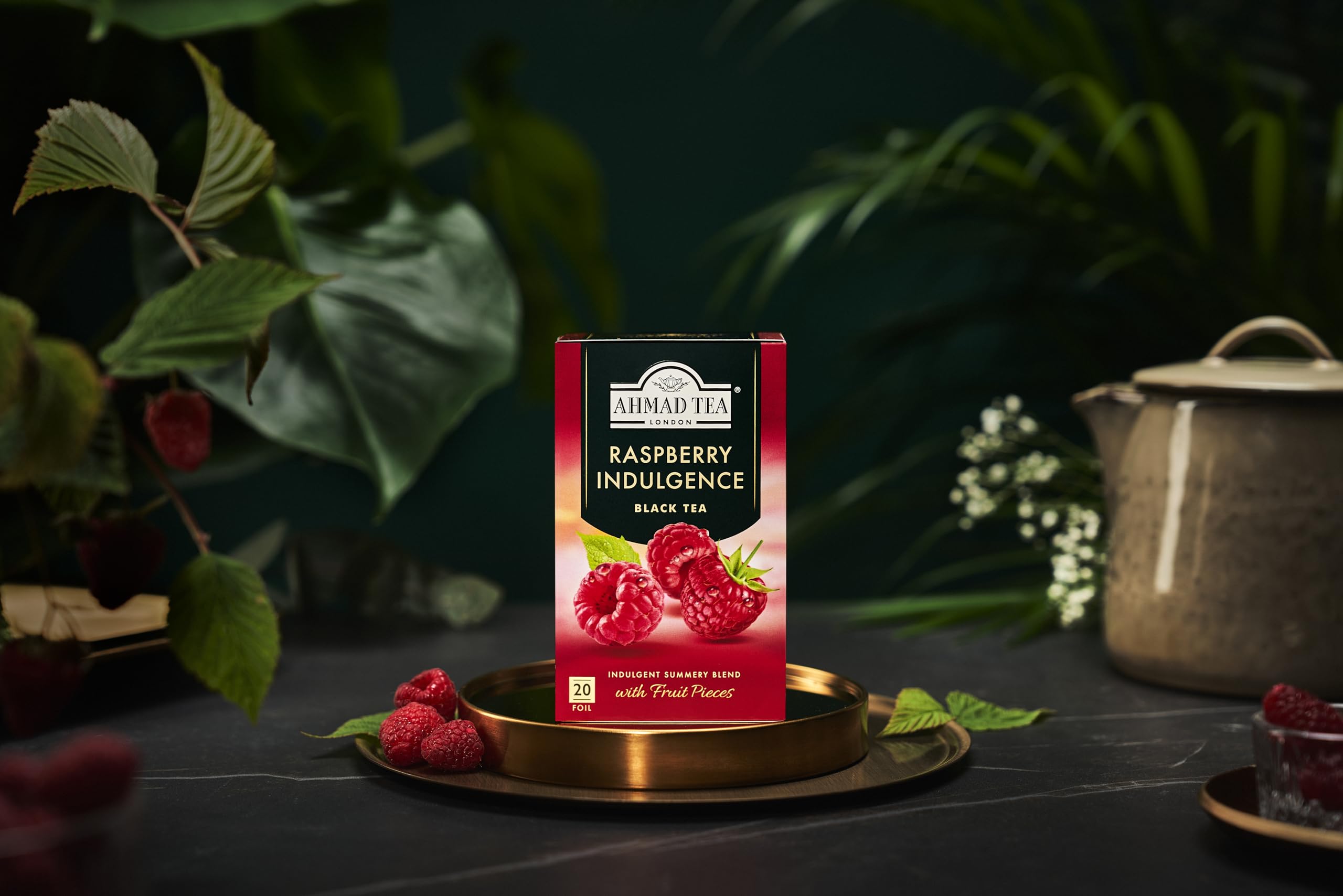 Ahmad Tea Raspberry Indulgence iced tea glass ideal for summer.