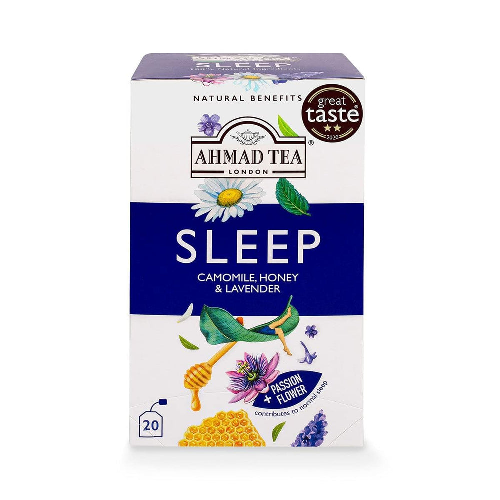 Ahmad Tea Sleep camomile tea bags for a calming evening ritual.