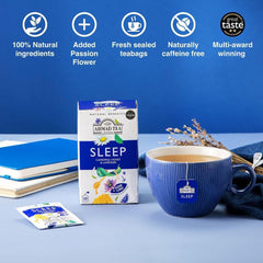 Ahmad Tea Sleep decaffeinated tea bags for caffeine-free evenings.