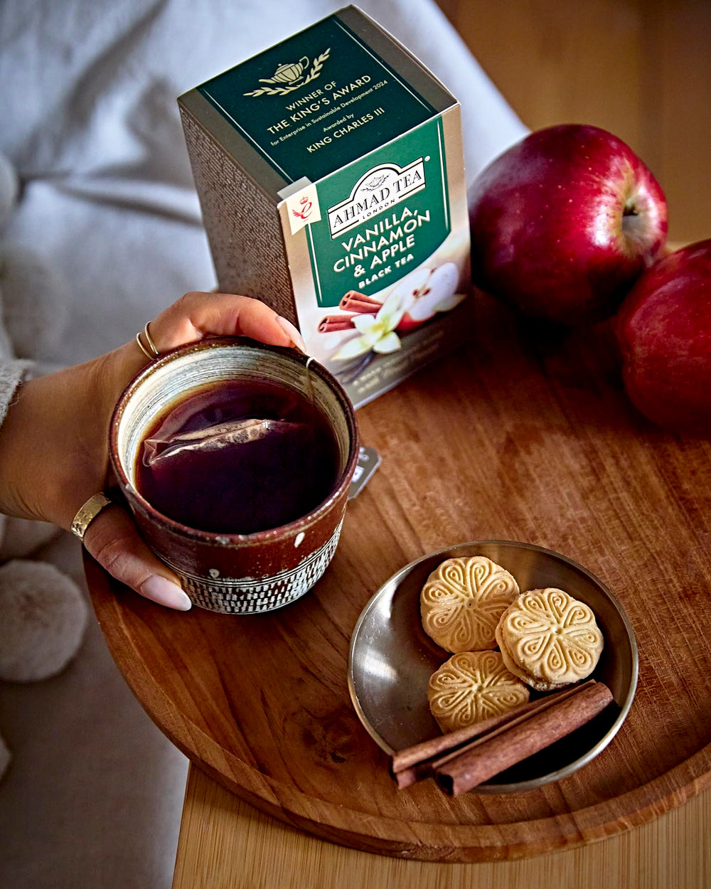 Ahmad Tea Vanilla Cinnamon Apple apple slices provide natural sweetness.