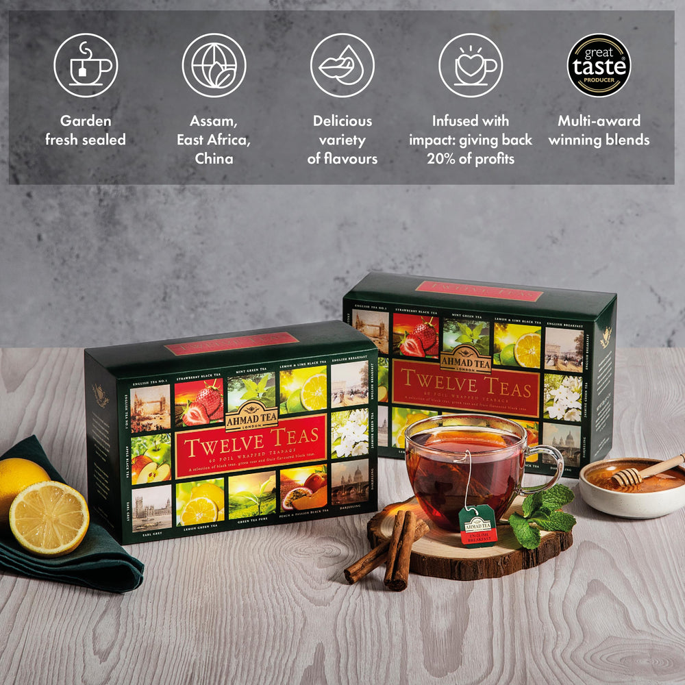 Ahmad Tea box clearly indicates gluten-free blends and options.