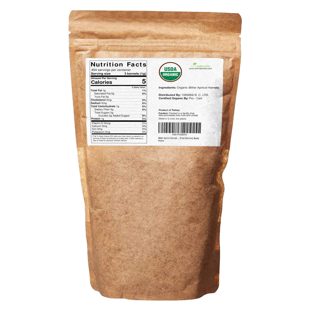 Sun-dried Aim Naturals Bitter Apricot Kernels pack demonstrating natural drying.