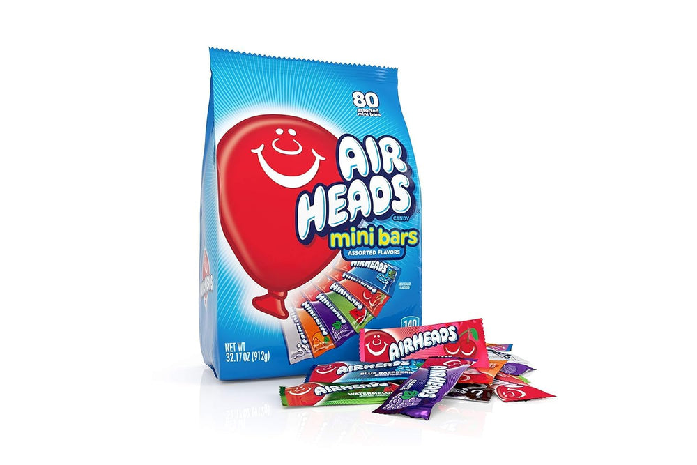 AirHeads blue raspberry flavor bar bright and playful.