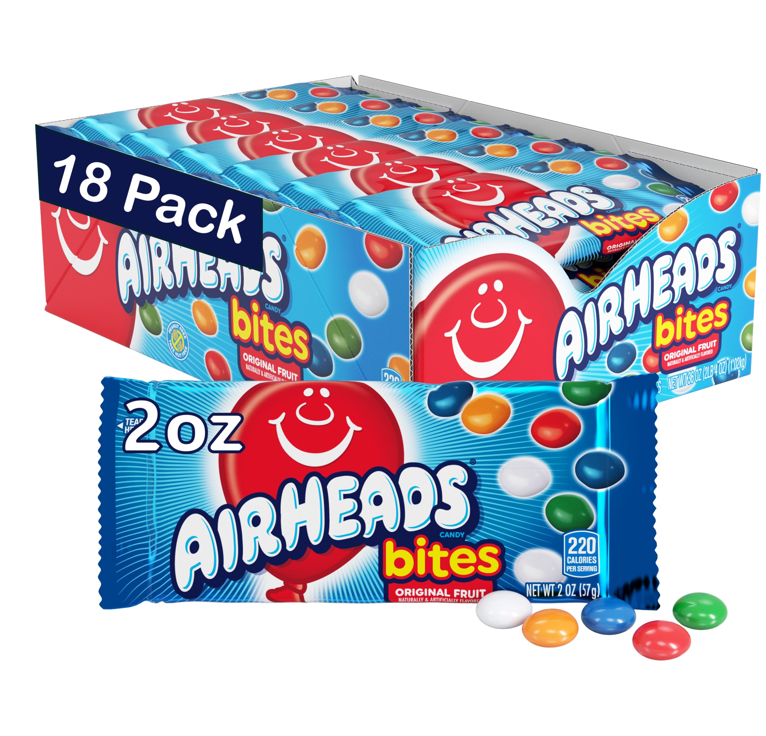 Airheads Candy Bites packaging front displays colorfully wrapped pieces perfect for gifting.