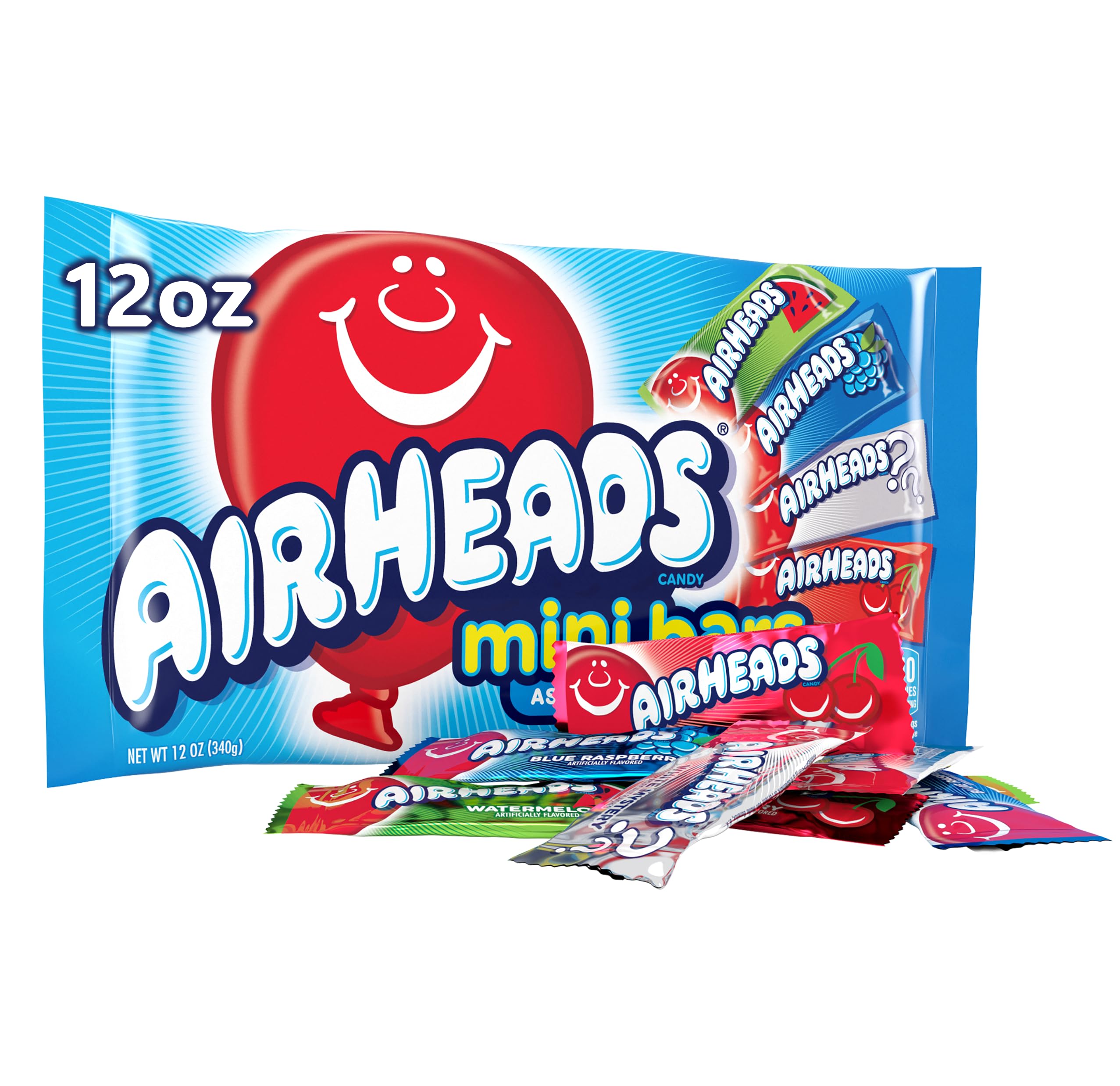 AirHeads Mini Bars with a colorful assortment of fruit flavors, ideal for party favors.