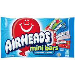 AirHeads Mini Bars White Mystery and Watermelon flavors, playful and refreshing for gatherings.