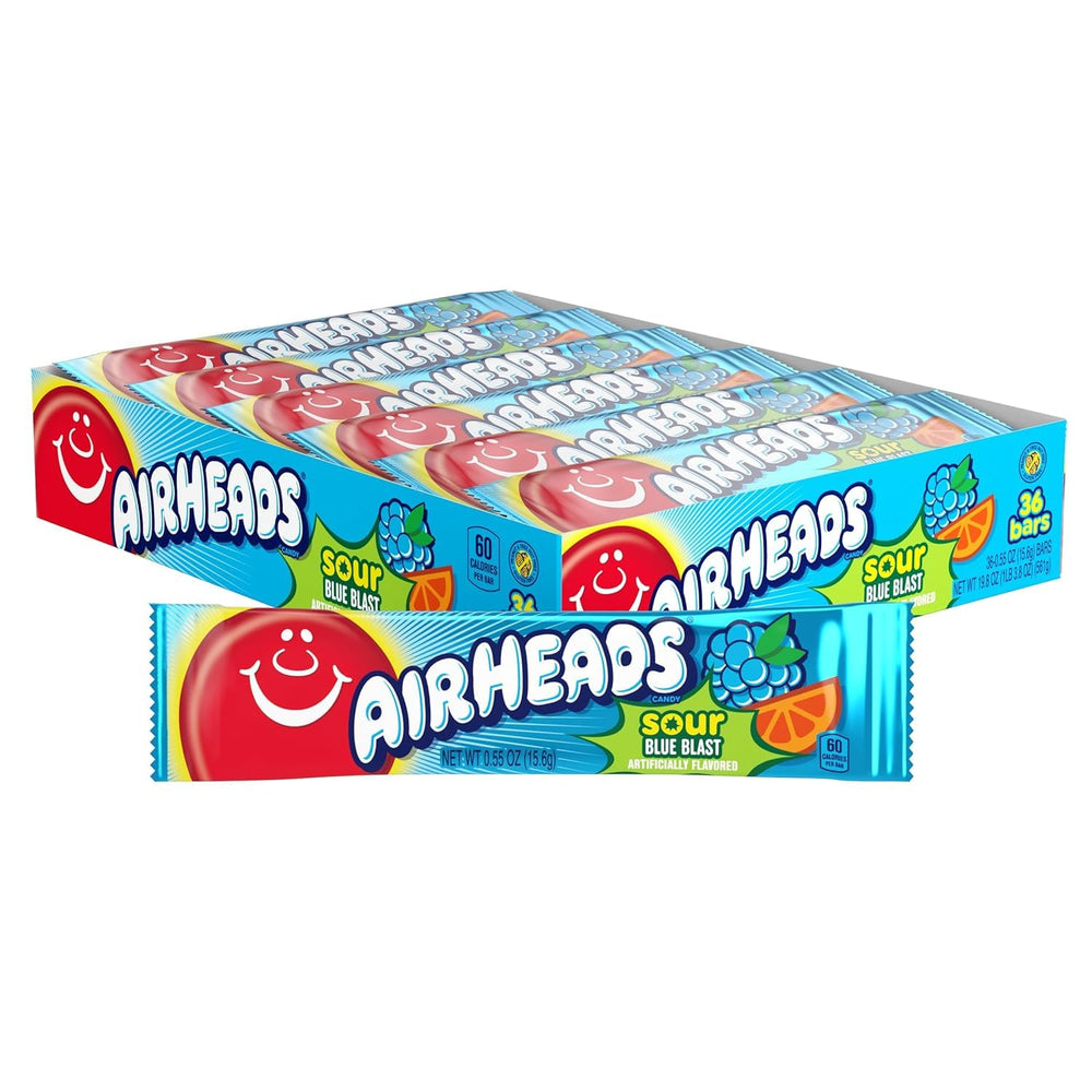 Airheads Sour Blue Blast bars pack for concessions and celebrations
