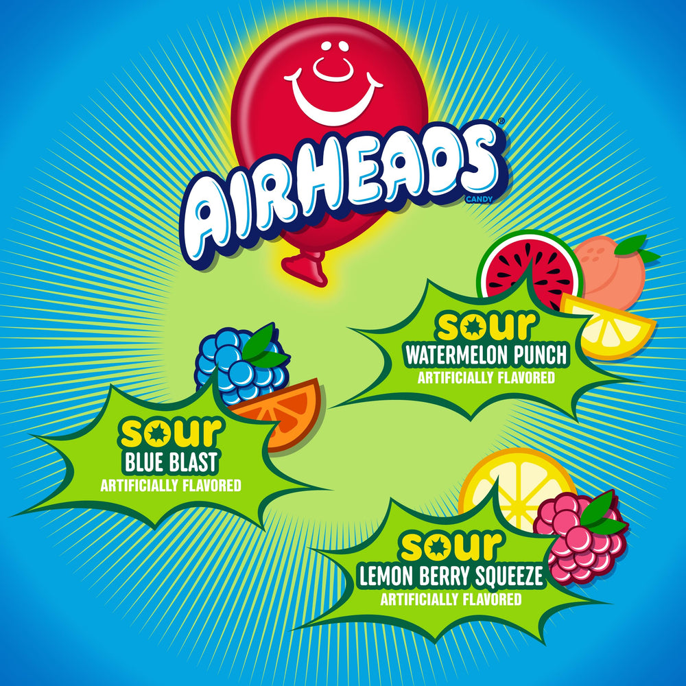 Airheads Sour Full-Size Bars watermelon punch pack adds a zesty touch to gatherings.
