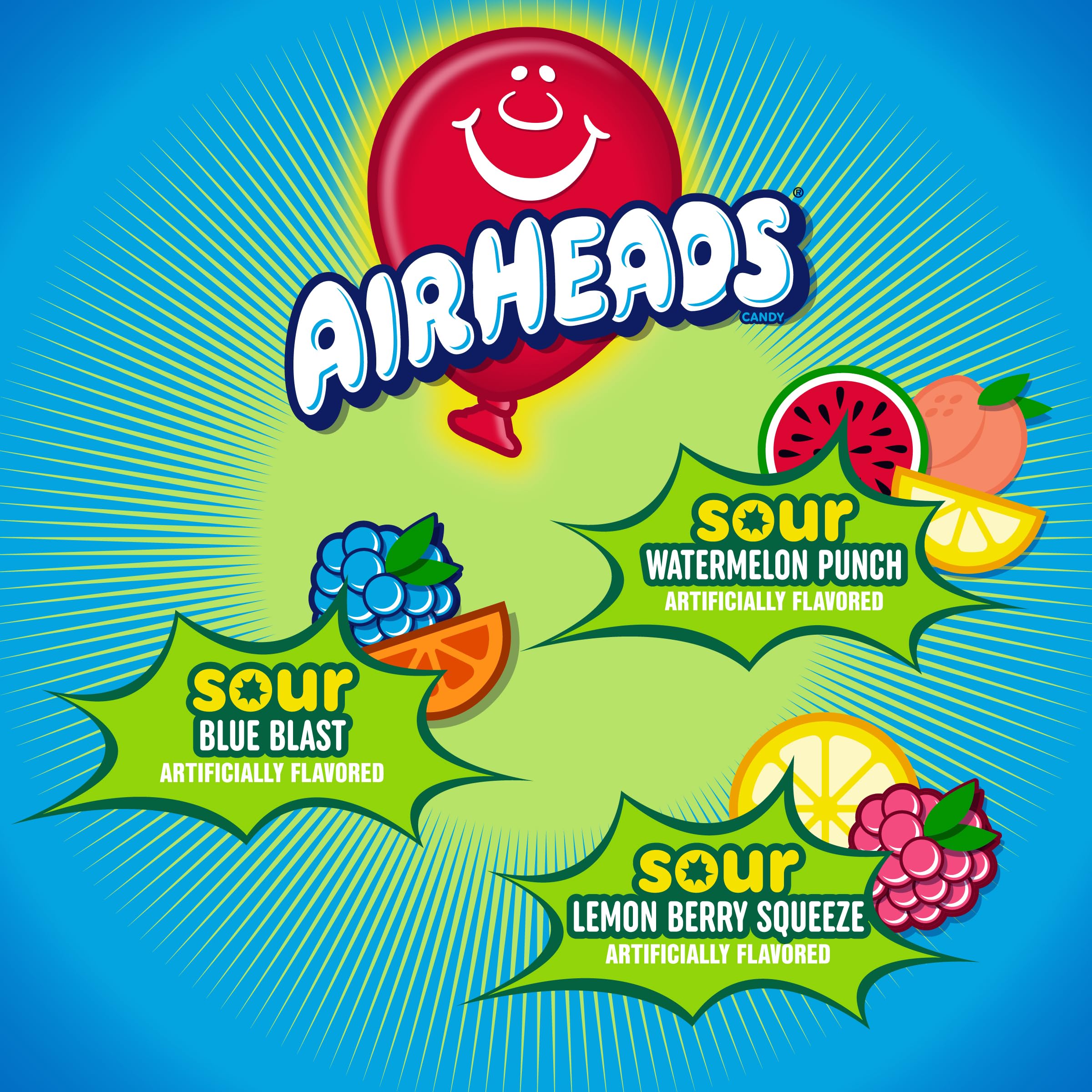 Airheads Sour Lemon Berry Squeeze bar, zingy flavor for classroom prizes