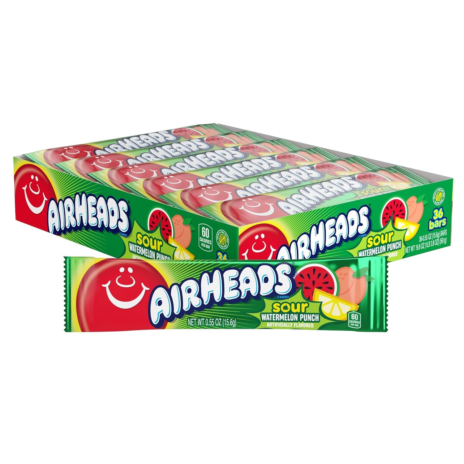 Airheads Sour Watermelon Punch full-size bars box for party favors and snacks.