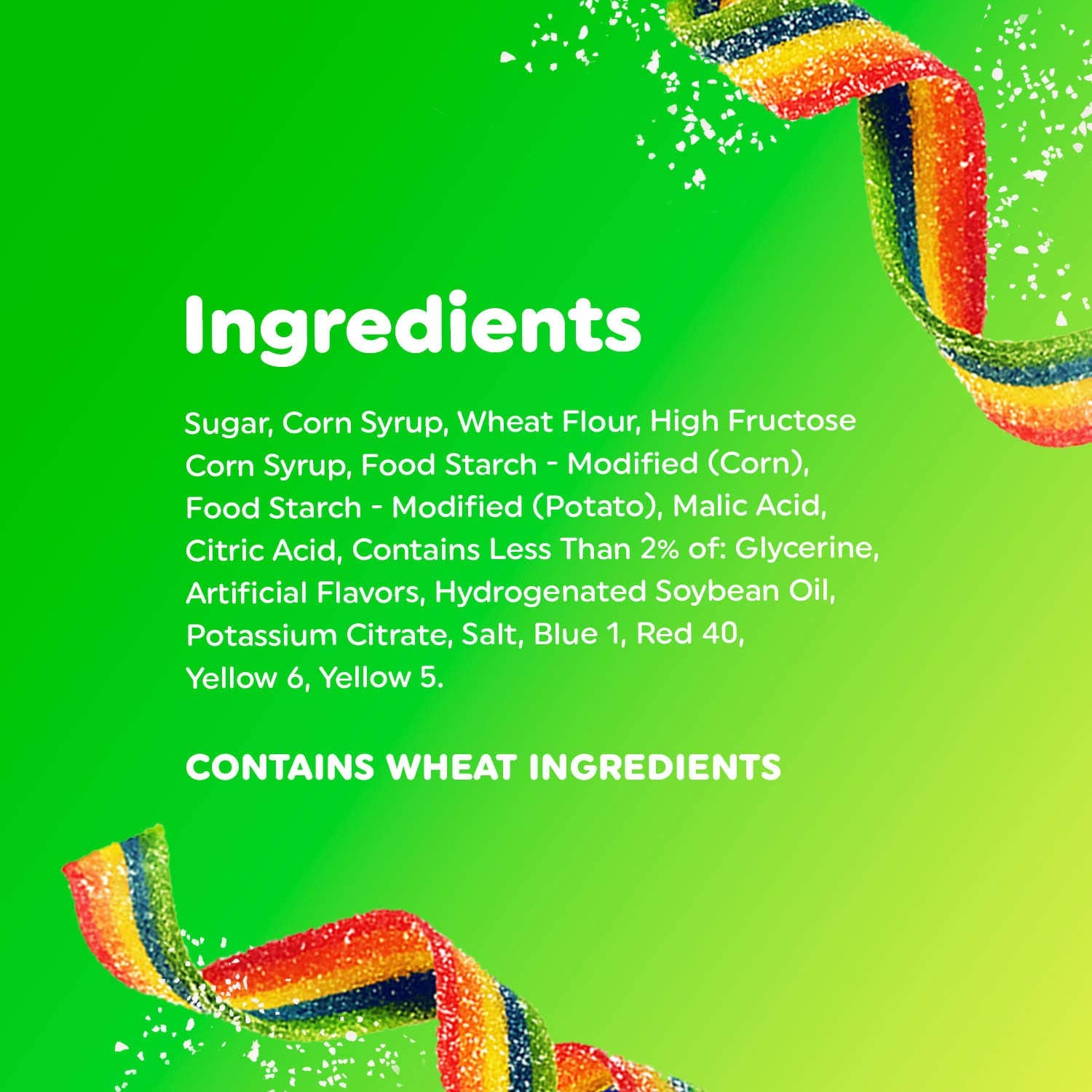 Airheads Xtremes Belts Rainbow Berry close-up suggesting fresh, fruity snacking