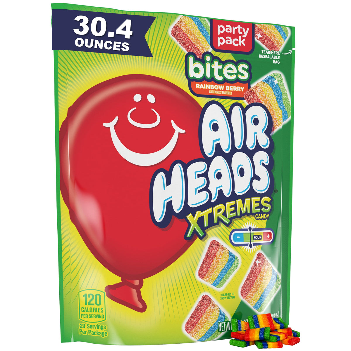 Airheads Xtremes Bites Rainbow Berry bag front view for party snacks