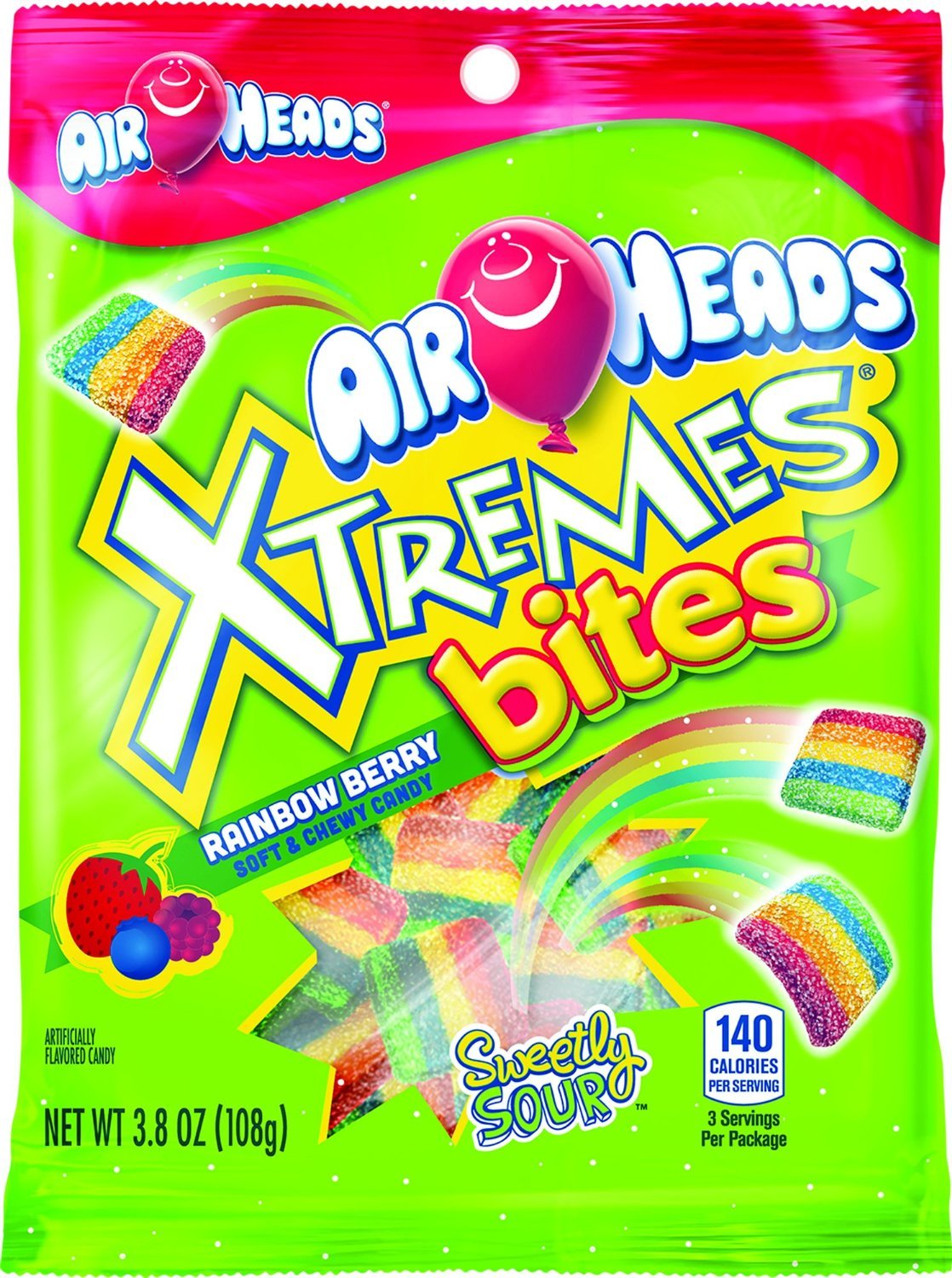 Airheads Xtremes Bites Rainbow Berry Peg Bag for party favors and shareable snacking