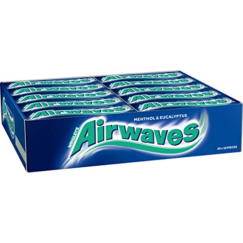 AirWaves Menthol Eucalyptus Gum box back shows ingredients and nutrition cues