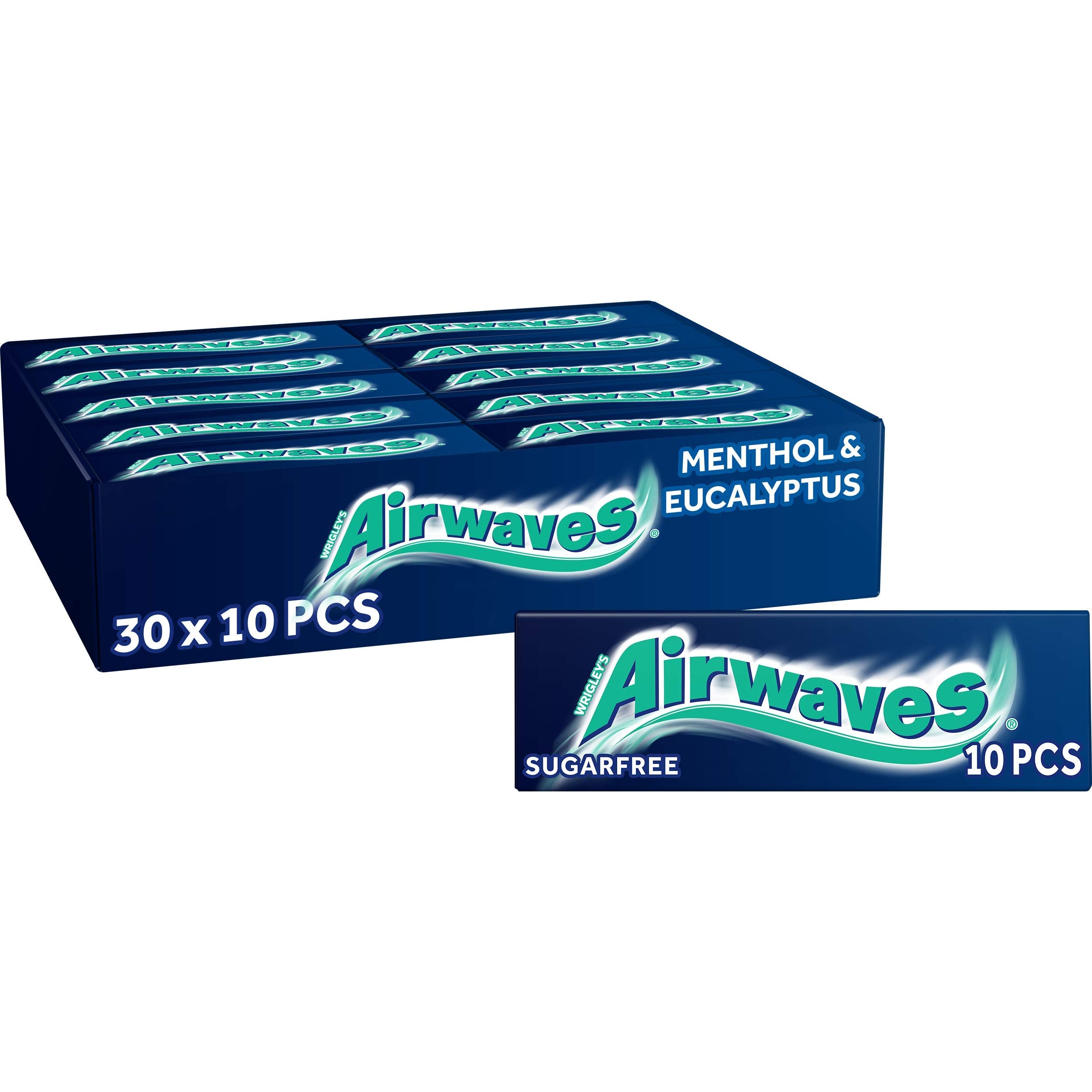 AirWaves Menthol Eucalyptus Gum box front view for fresh breath