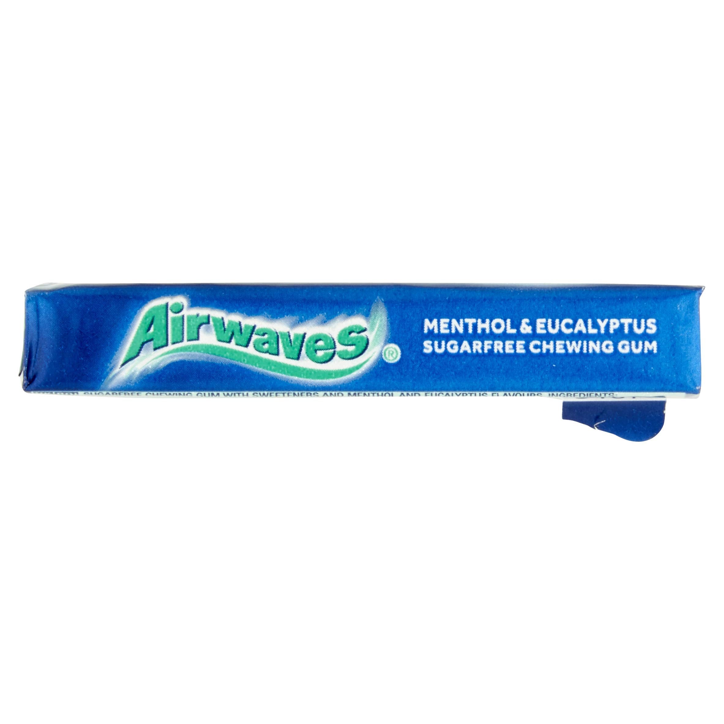 AirWaves Menthol Eucalyptus Gum label sugarfree highlights sugar-free format