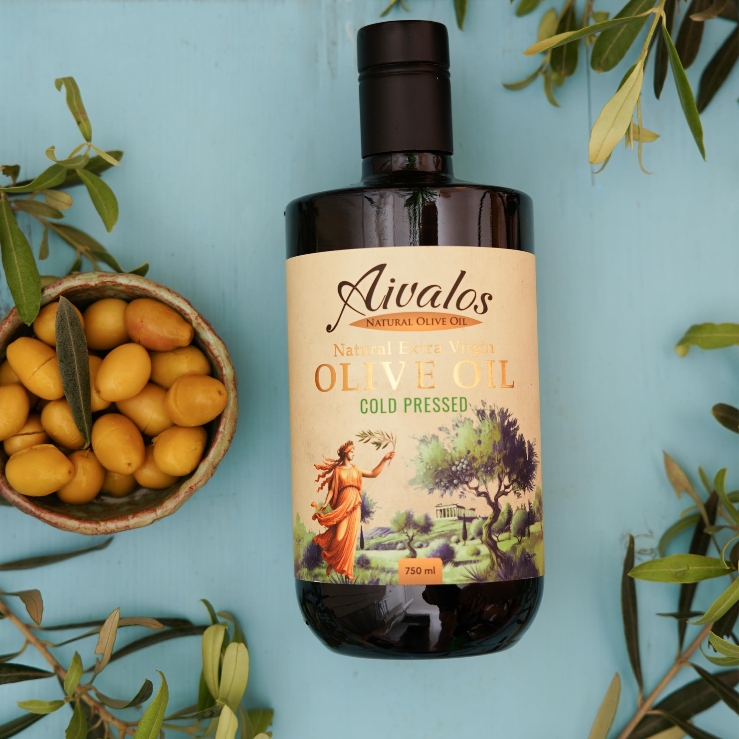 AIVALOS EVOO on greens highlights finishing aroma and flavor