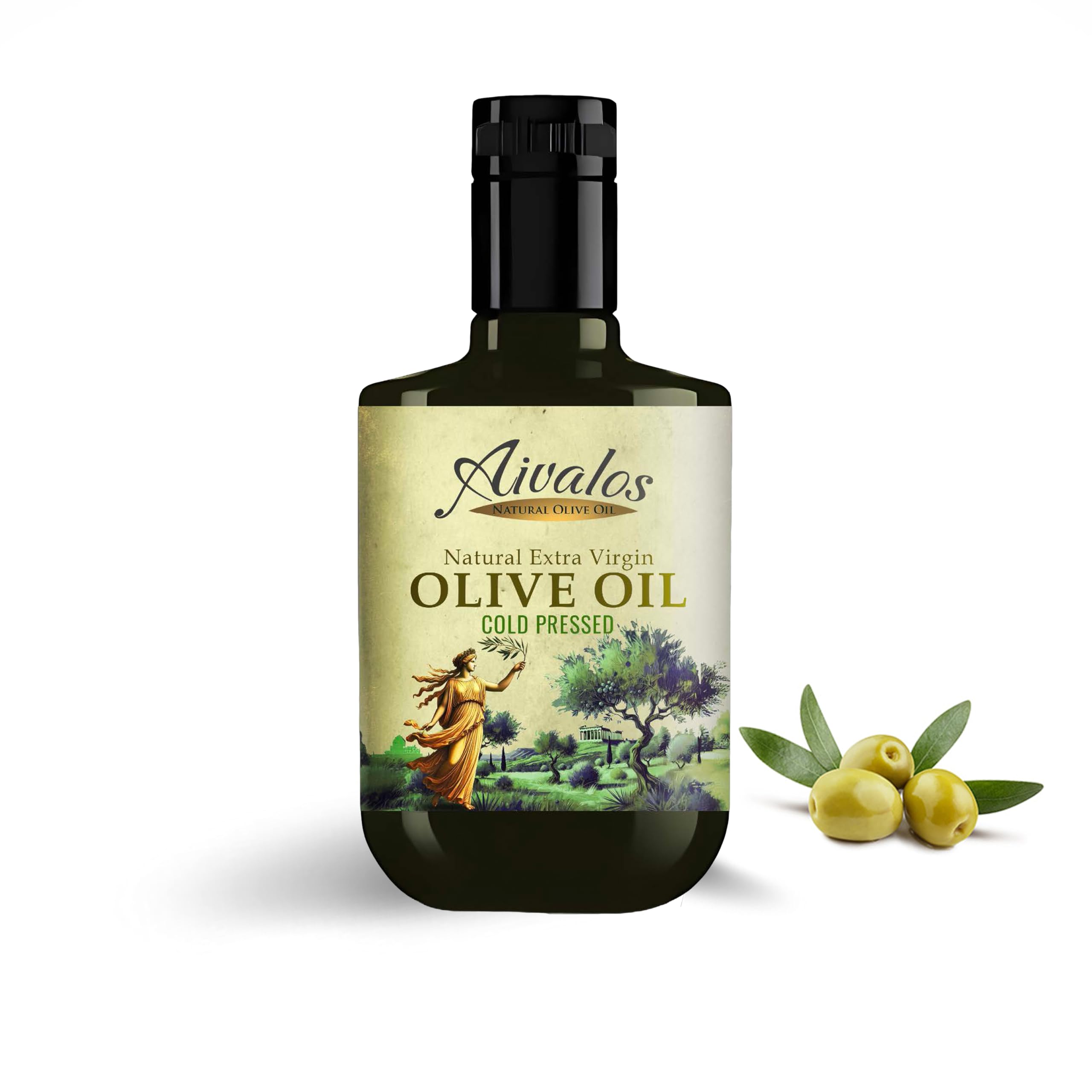 AIVALOS Premium EVOO bottle for fresh drizzle over salads