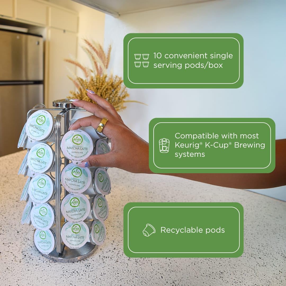 AIYA Creamy Matcha Latte Pod ready in a single-serve machine.