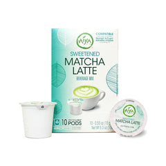 AIYA Creamy Matcha Latte Pod on a cup for a quick, indulgent morning.