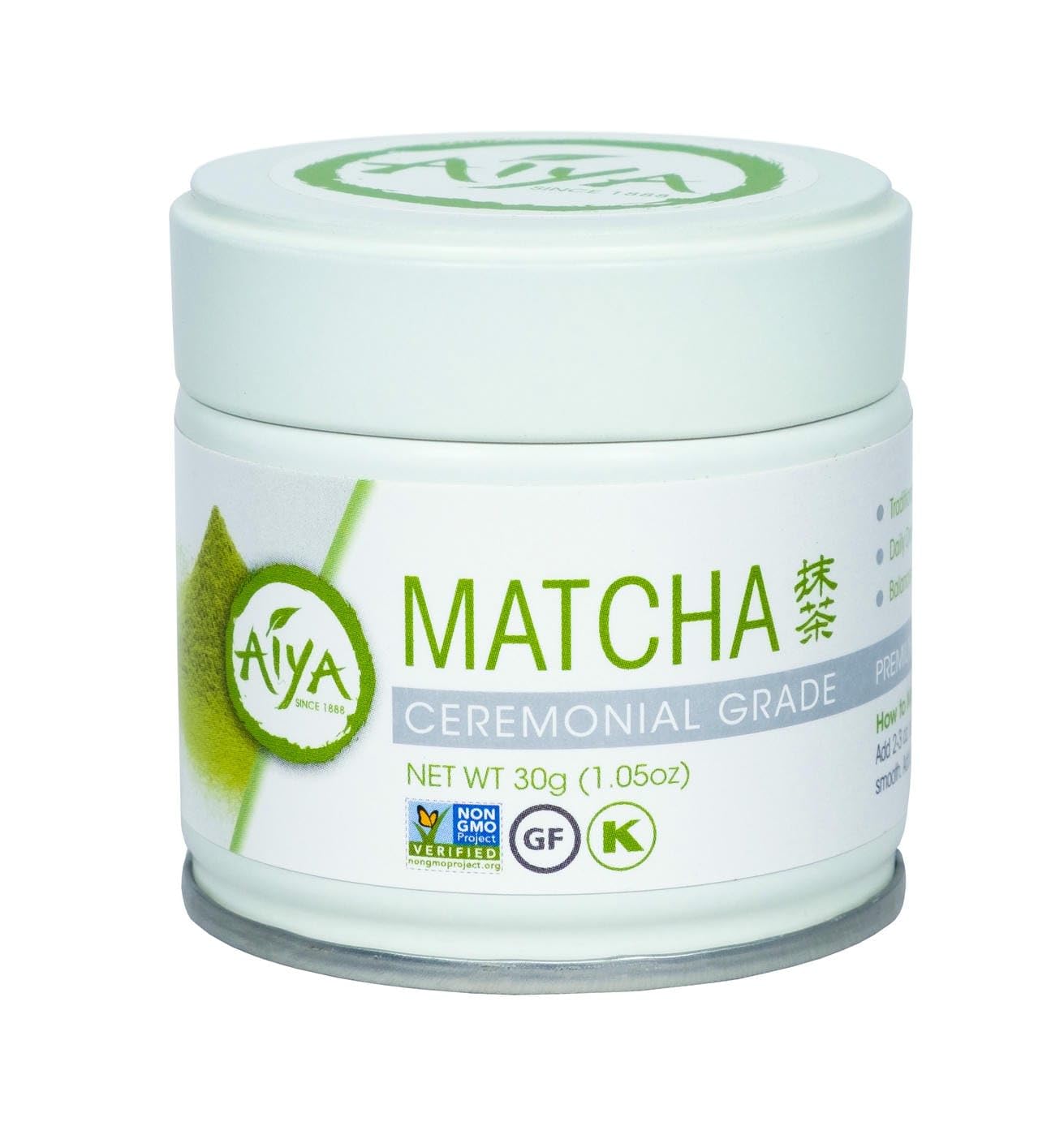 Aiya ceremonial-grade powder tin for authentic whisking rituals.