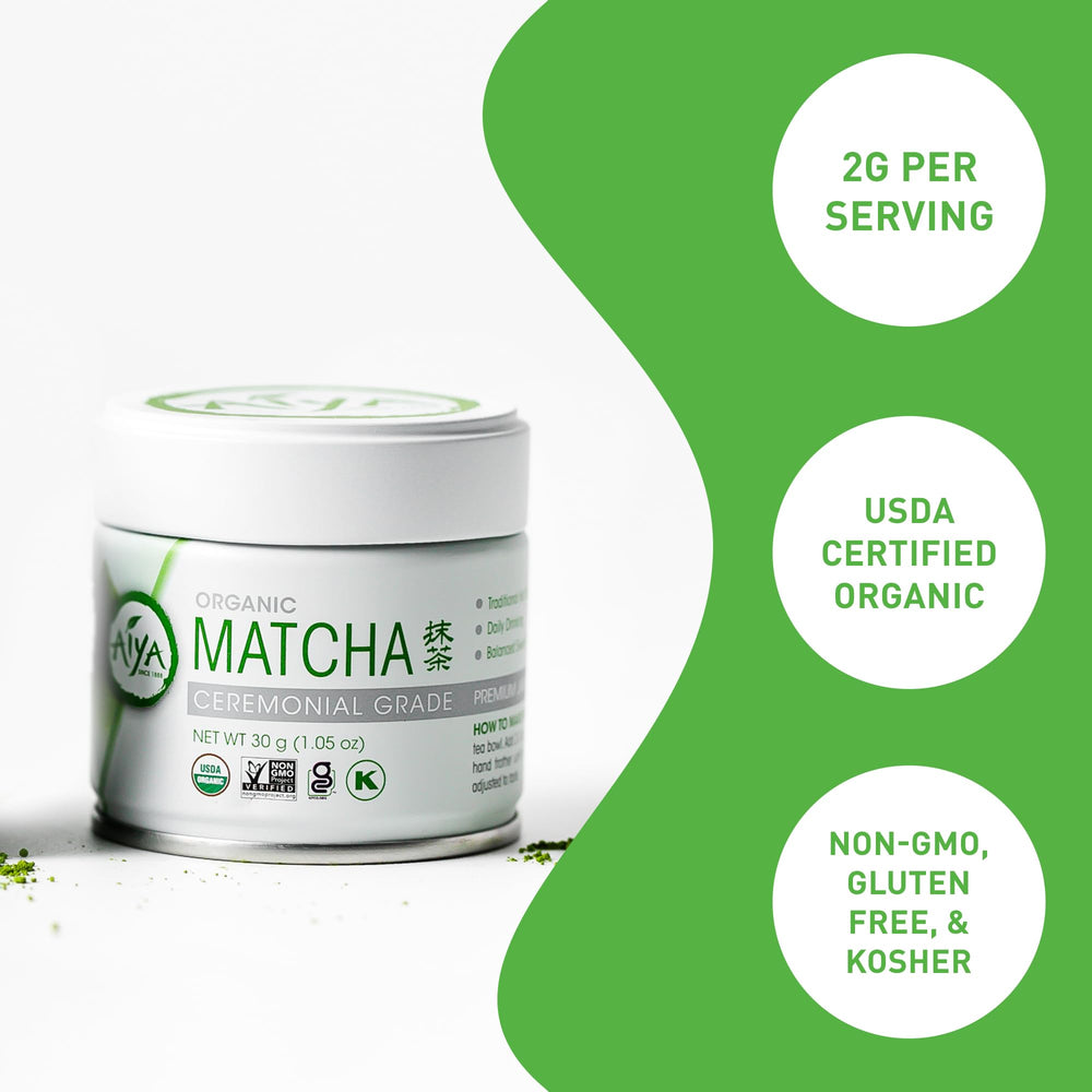 AIYA matcha being poured with a rich, inviting color