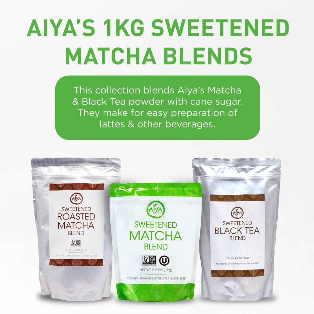AIYA Sweetened Matcha Blend barista setup hints professional-grade quality