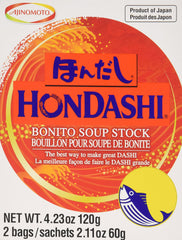 Ajinomoto Hon Dashi box with two bags for miso and noodle soups.