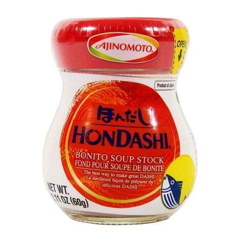 Ajinomoto Hondashi soup stock granules in a package, ideal for quick, flavorful soups.
