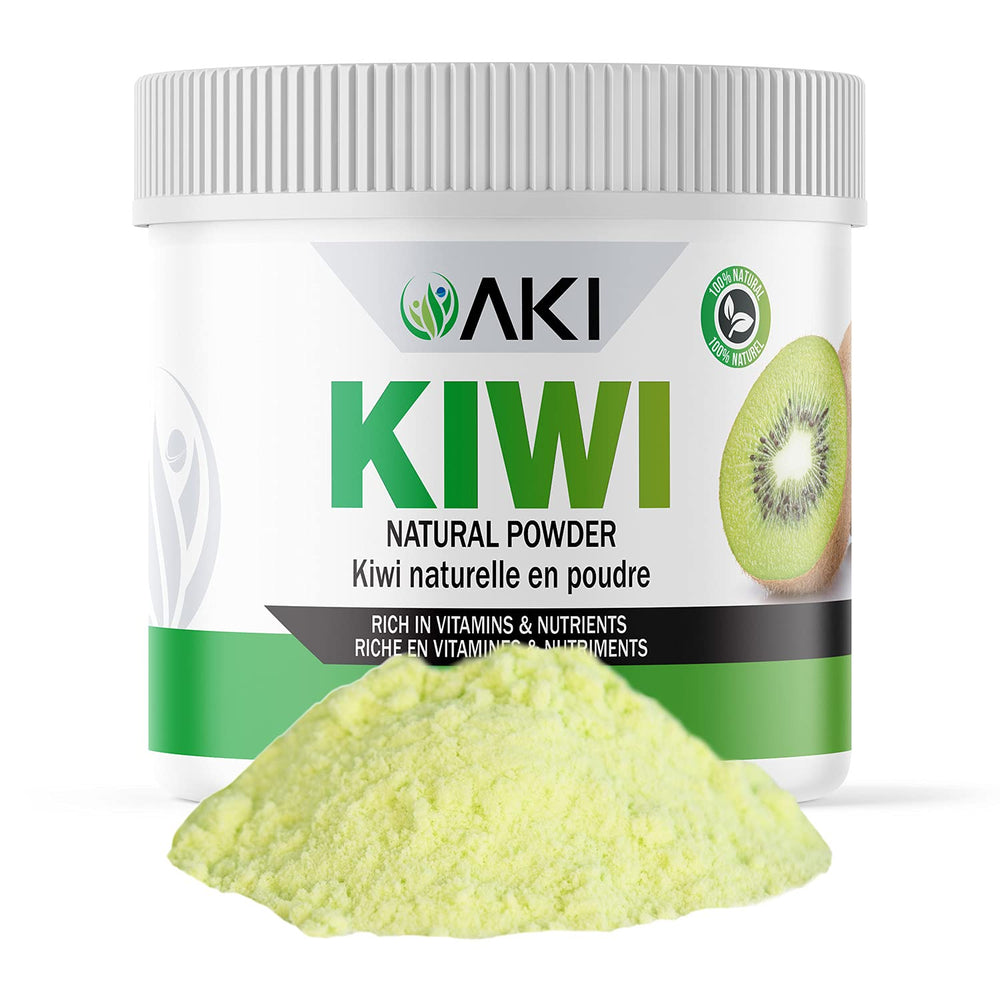 AKI Kiwi Powder bottle pouring for smoothies and desserts