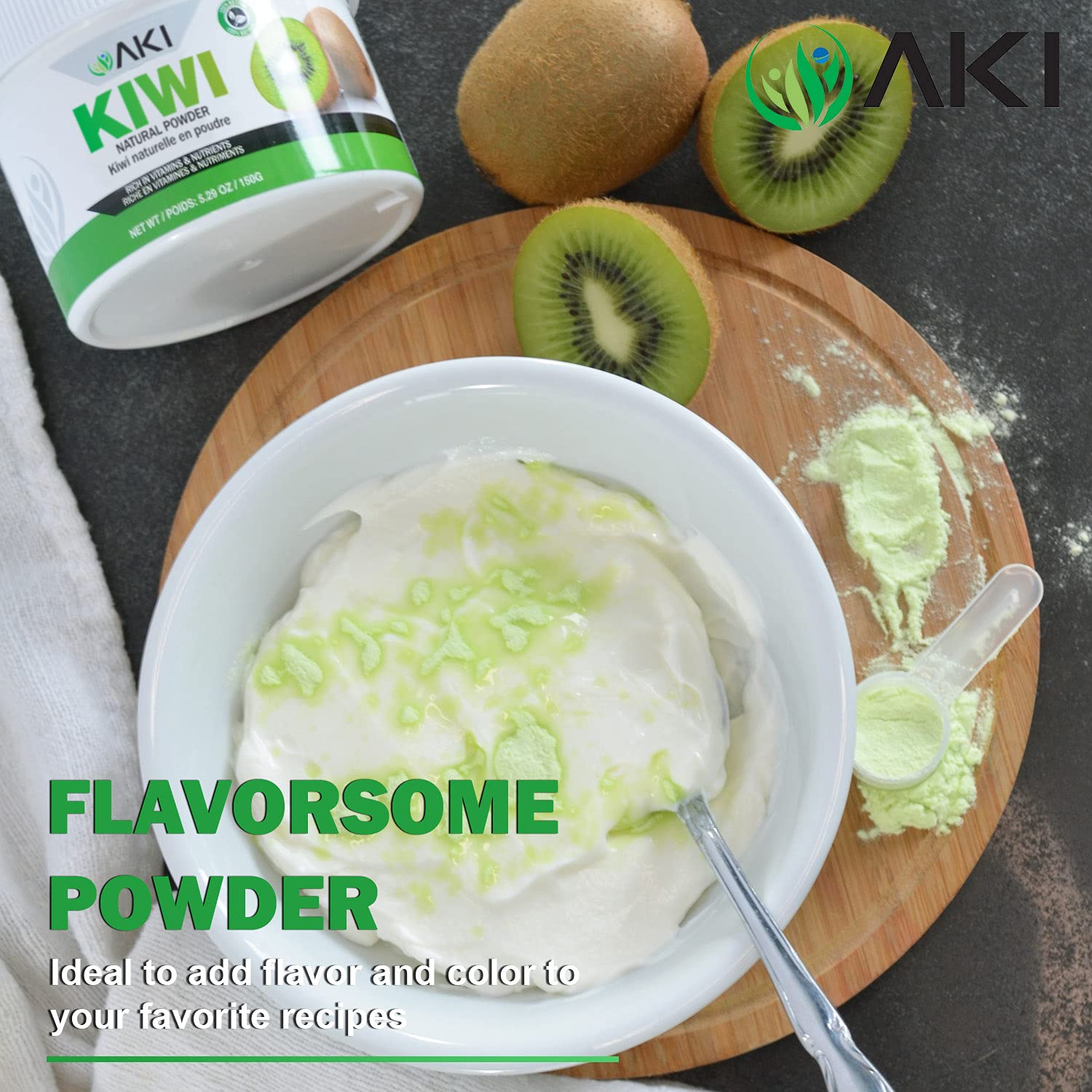 AKI Kiwi Powder dessert color in foods for visual appeal