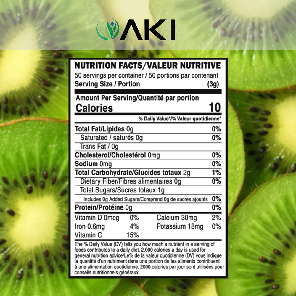 AKI Kiwi Powder jar closeup showing pale powder color