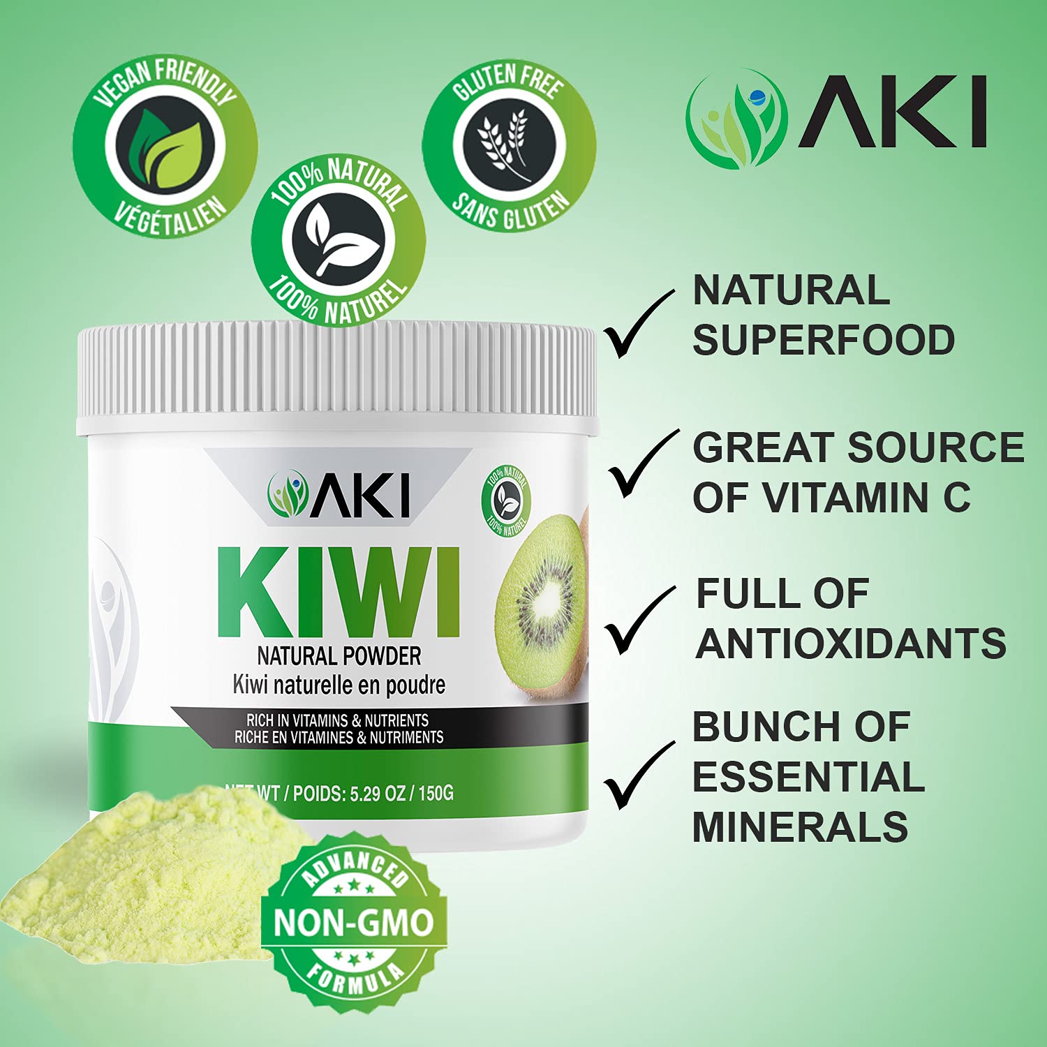 AKI Kiwi Powder glaze on pastry for color and flavor