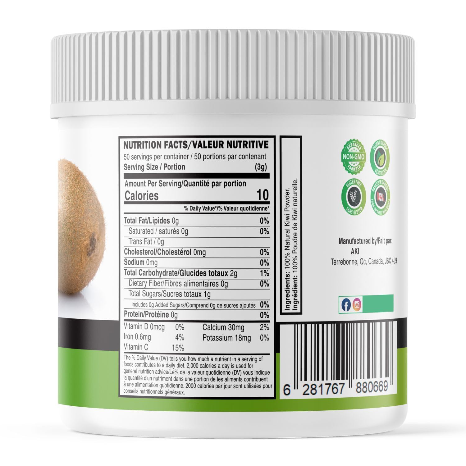 AKI Kiwi Powder scoop dispensing powder for recipes