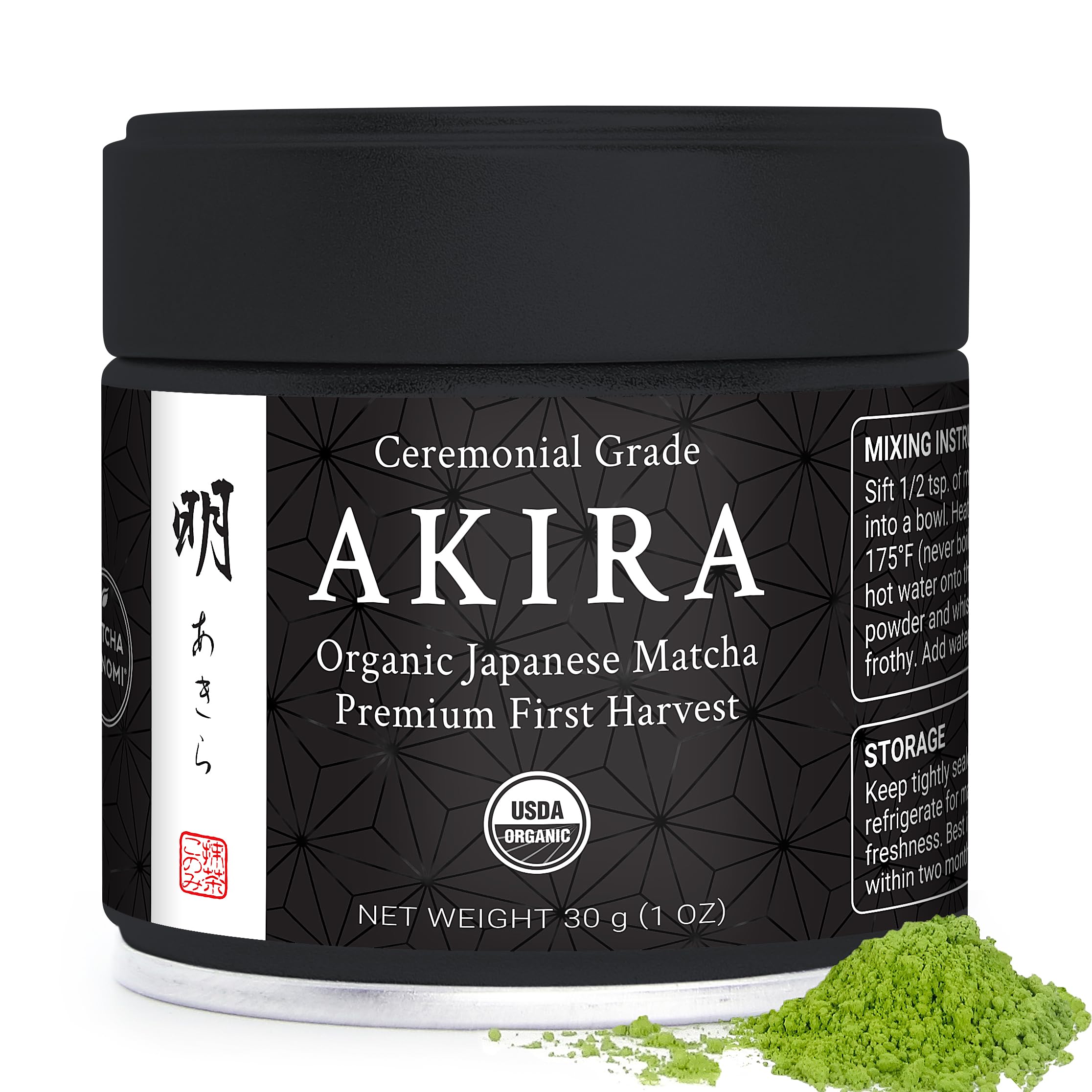 Akira Matcha 30g packaging front shows premium ceremonial grade tea for daily rituals