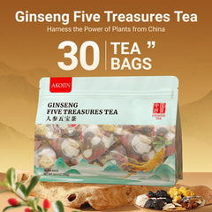 AKOIIN Ginseng Five Treasures Tea brew in a cup, ready in minutes for a comforting moment.