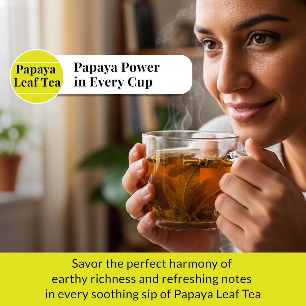 Akshit papaya leaf tea packaging for easy single-step brewing.