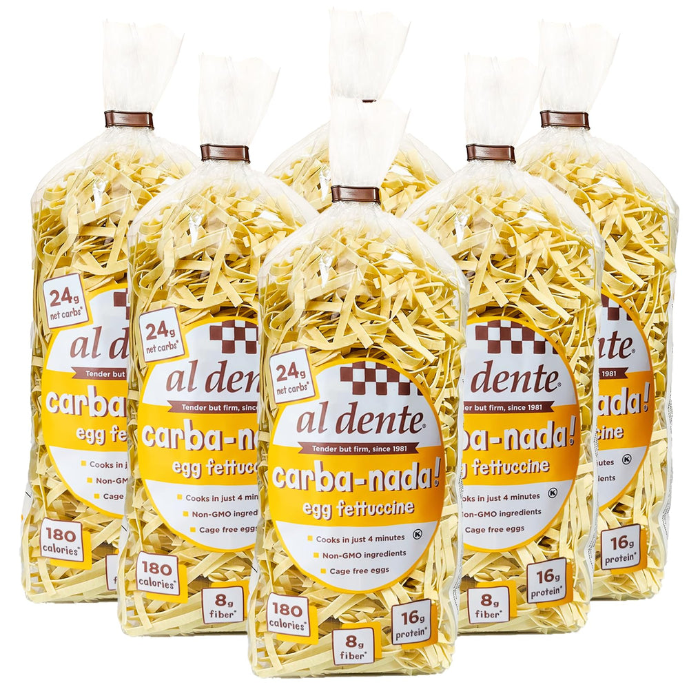 AL DENTE Carba-Nada Egg Fettuccine pack of six for easy low-carb meals.