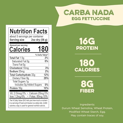 AL DENTE Carba-Nada Egg Fettuccine uncooked noodles ready to boil.