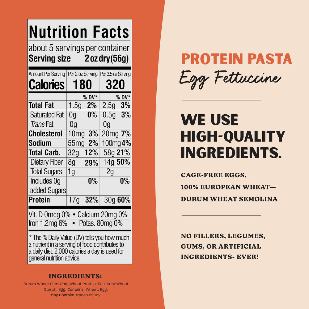 Al Dente Protein Pasta Egg Fettuccine cooked plate: hearty, protein-rich dinner