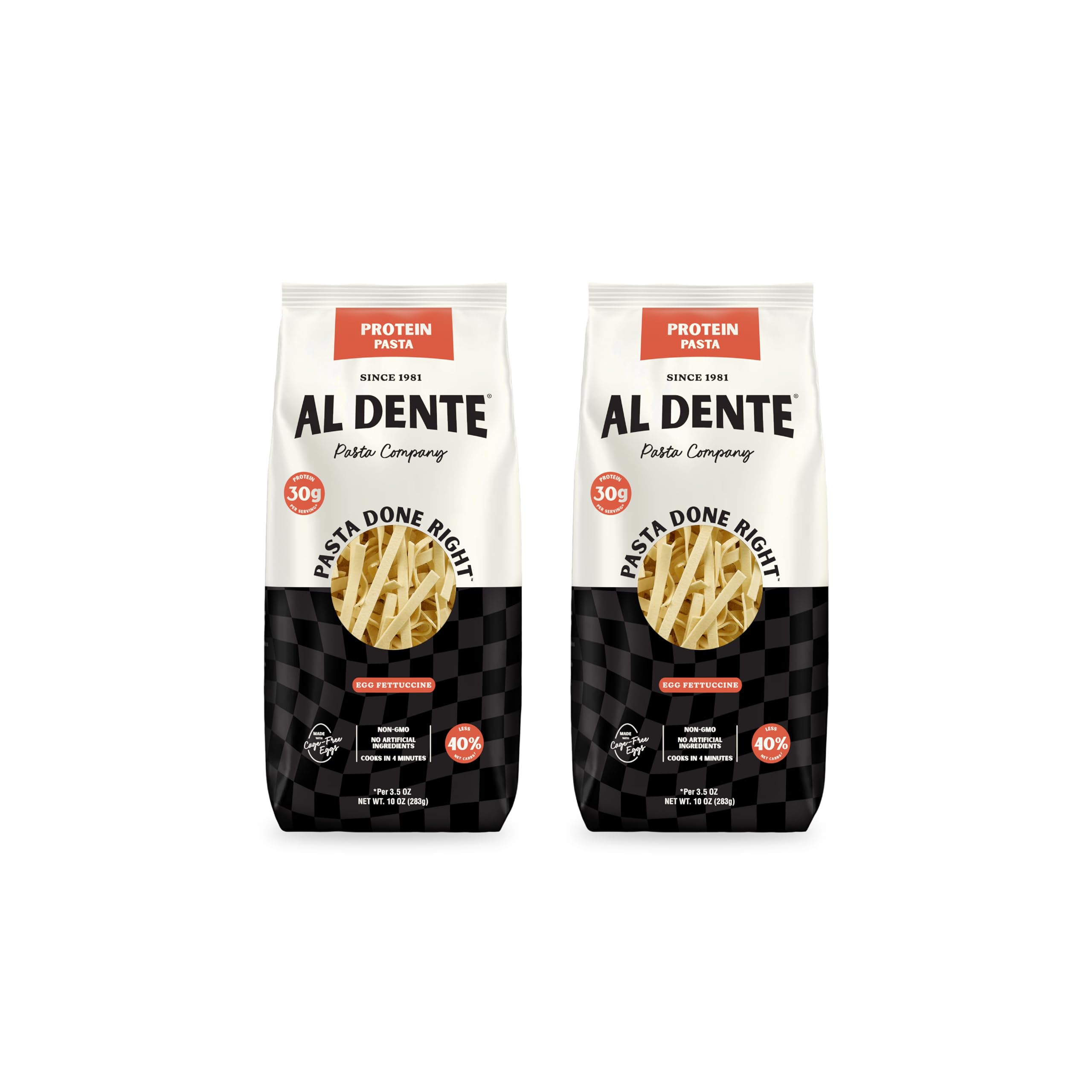 Al Dente Protein Pasta Egg Fettuccine pack: protein-packed noodles ready to cook