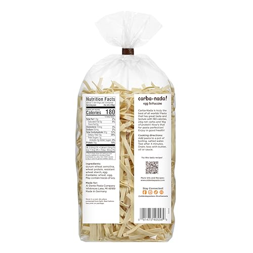 AL DENTE Protein Pasta Egg Fettuccine uncooked strands ready to absorb sauces