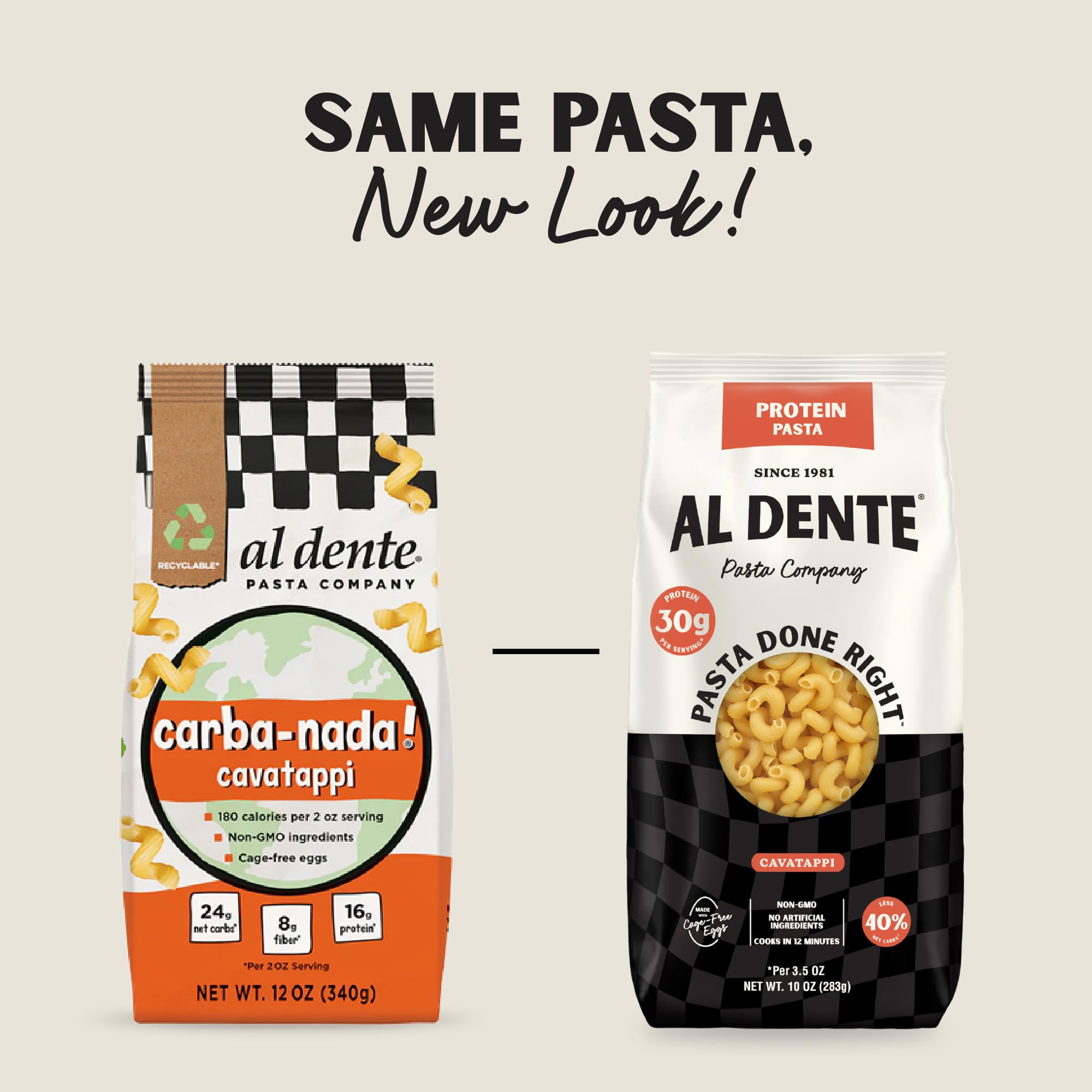 AL DENTE Protein Pasta simmering in pan, ready in about 12 minutes.