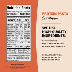 AL DENTE Protein Pasta Rigatoni on a plate with herbs, ideal for quick high-protein meals.