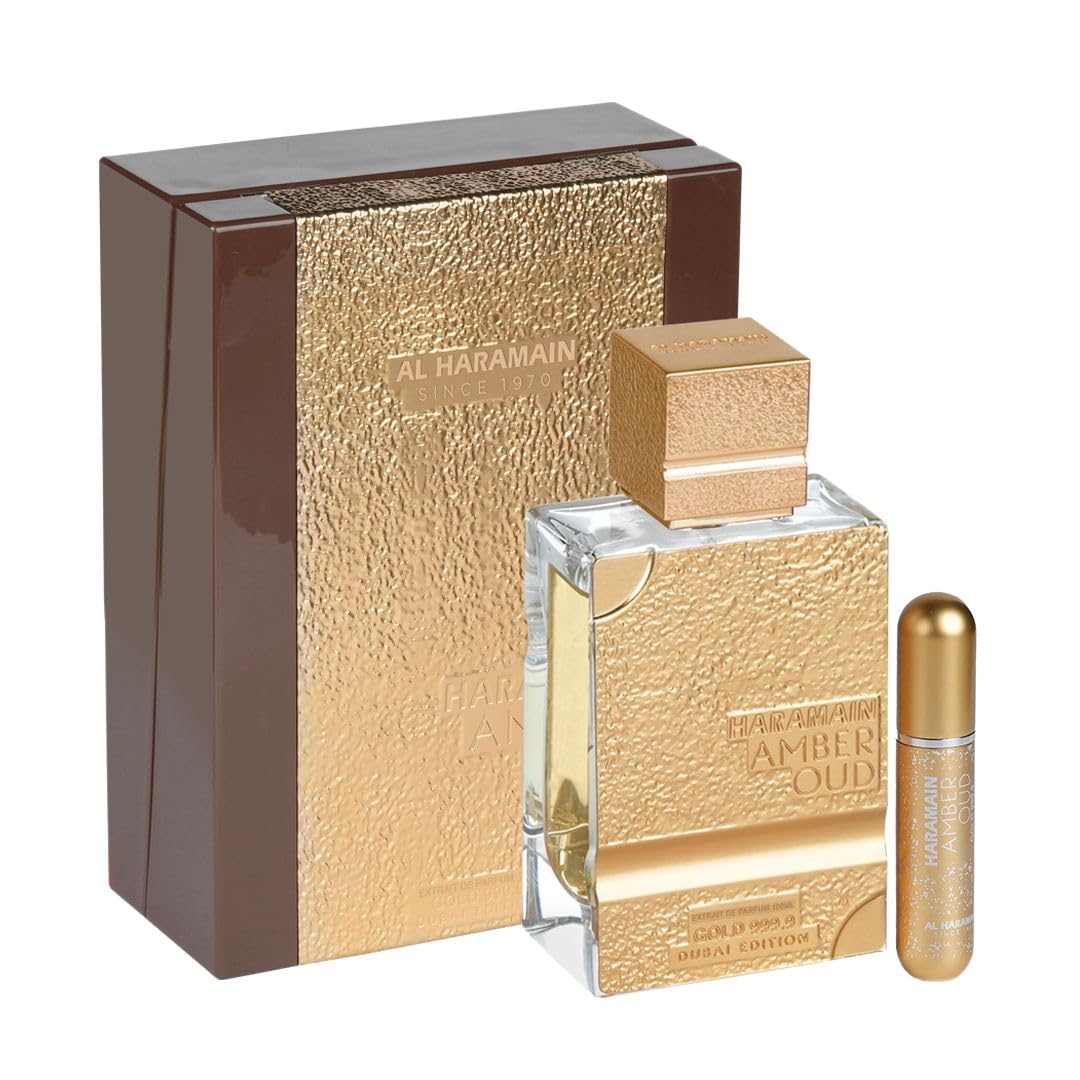 Al Haramain Amber Oud Gold 999-9 Dubai Edition bottle for elegant daily wear