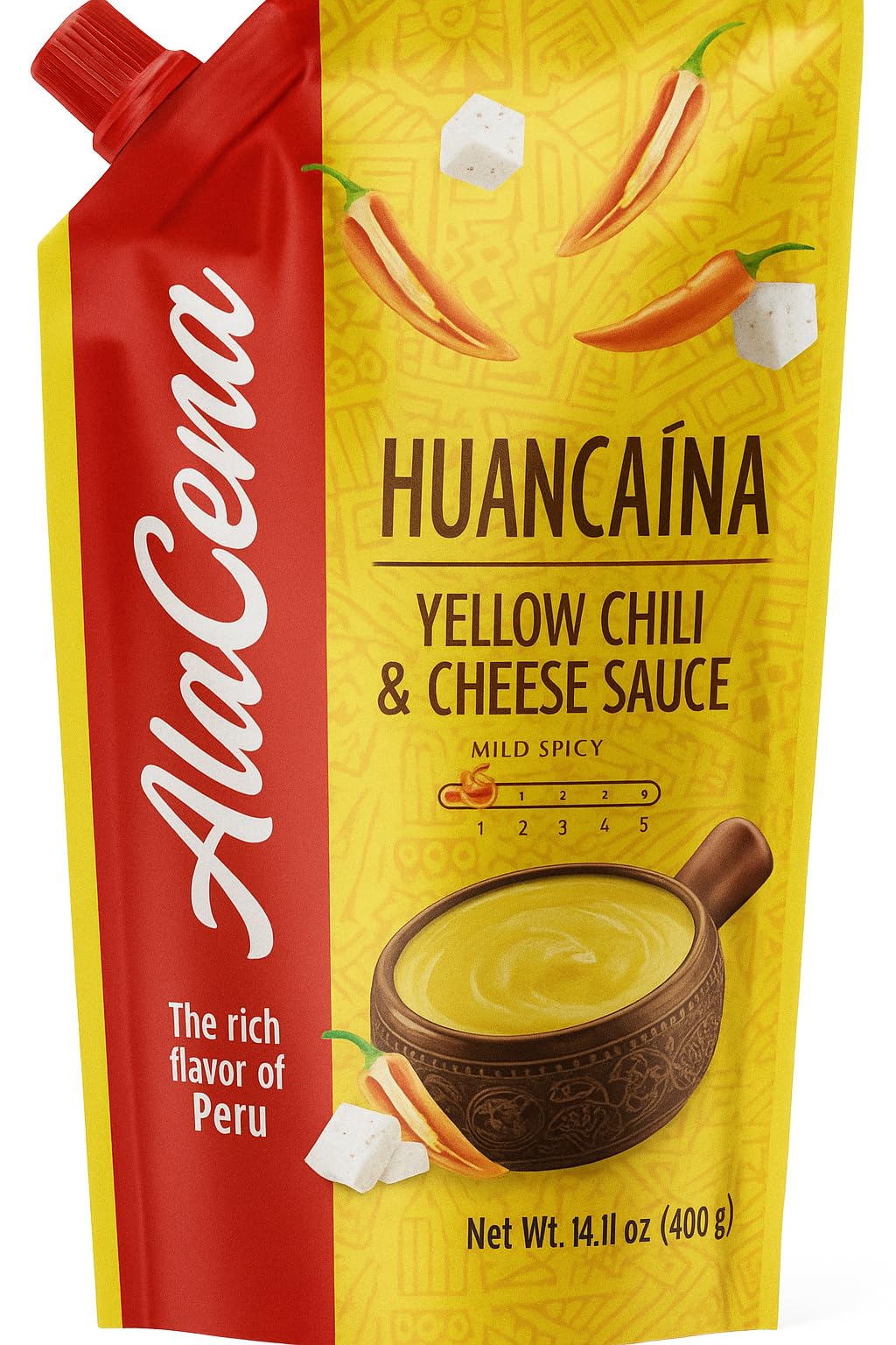 ALACENA Huancaina jar front with creamy sauce ideal for dipping